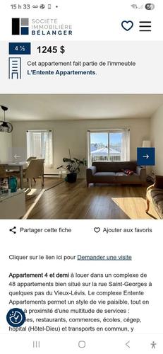 Appartement de 2 chambres à louer à Lévis — photo 2