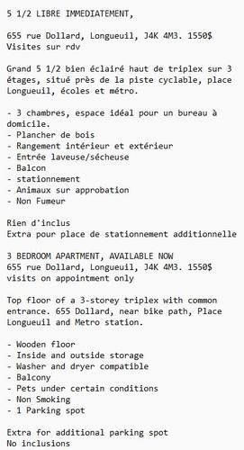 3 bedrooms apartment for rent in Longueuil — photo 2